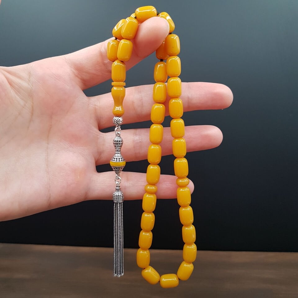 Bürokrat Boy Sarı Kapsül Sıkma Kehribar Tesbih