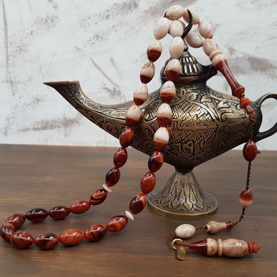 Usta İmzalı Kahve Beyaz Katalin Tesbih