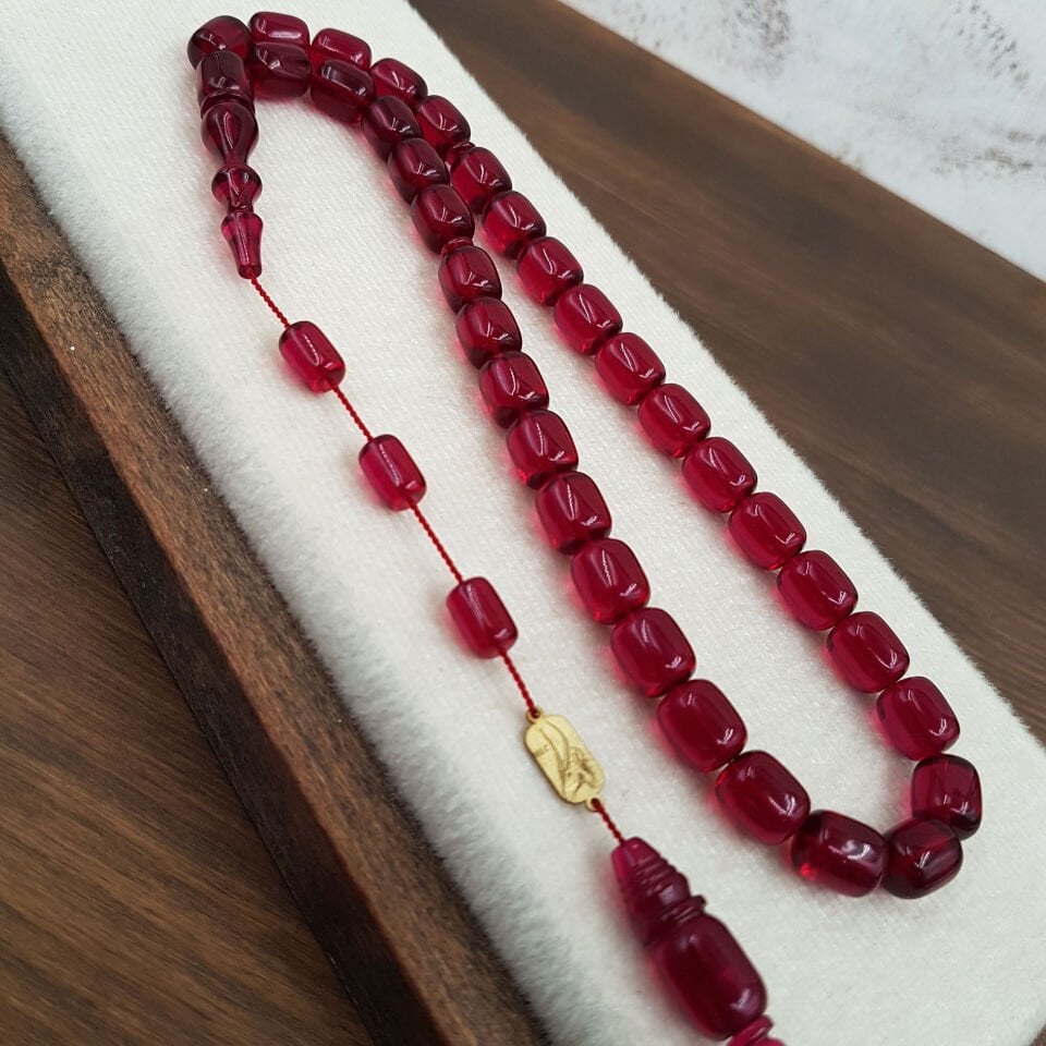 Usta İmzalı Blok Zar Kehribar Tesbih