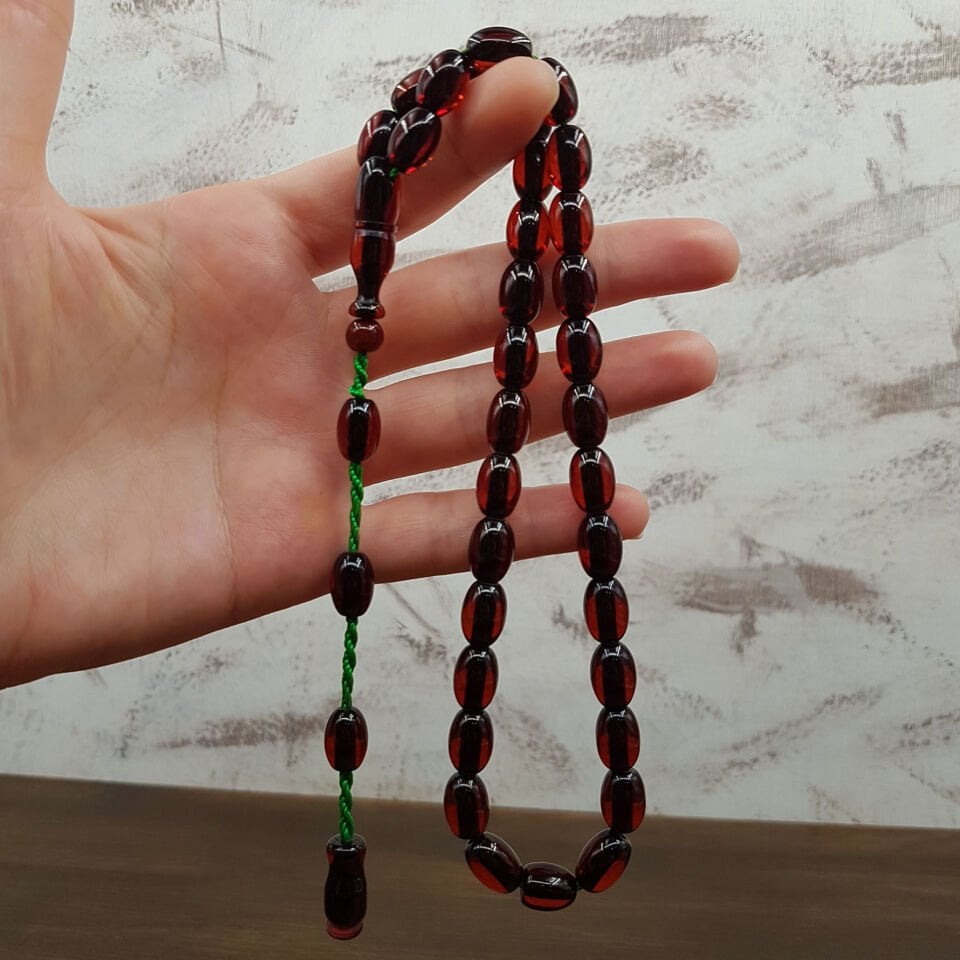 Beyzi Kesim Çubuk Ateş Kehribar Tesbih