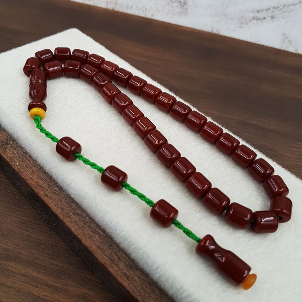 Kahve Rengi Kısa Kapsül Sıkma Kehribar Tesbih