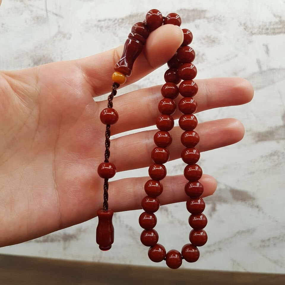 Bilek Boy Kahve Küre Sıkma Kehribar Tesbih