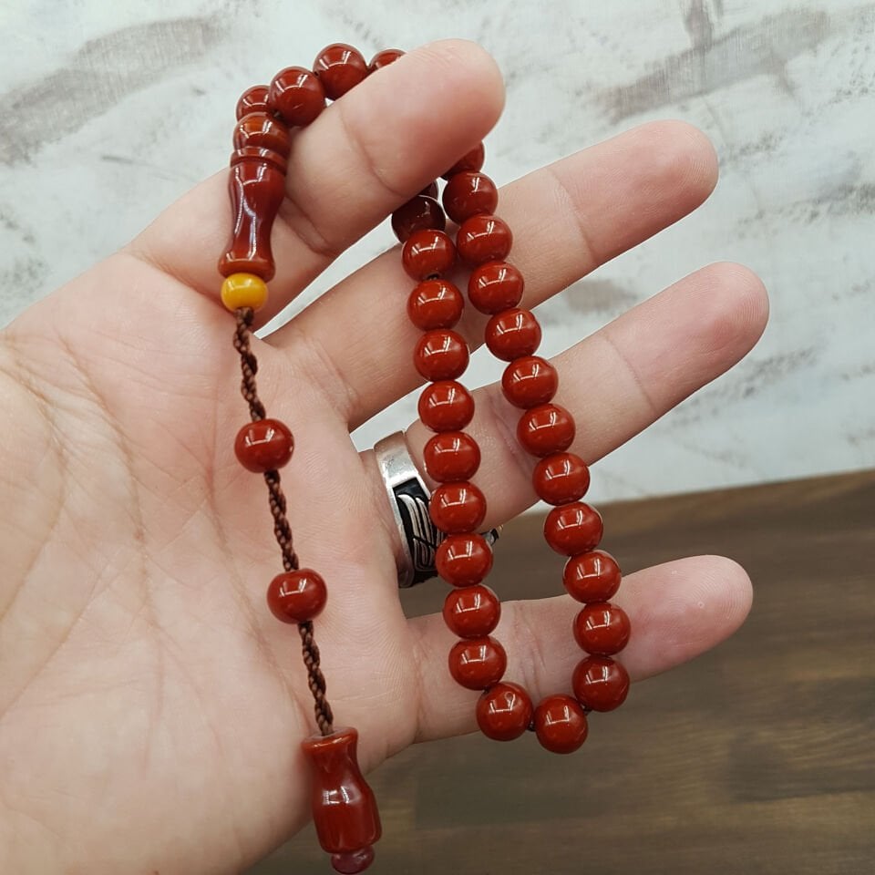 Bilek Boy Kahve Küre Sıkma Kehribar Tesbih