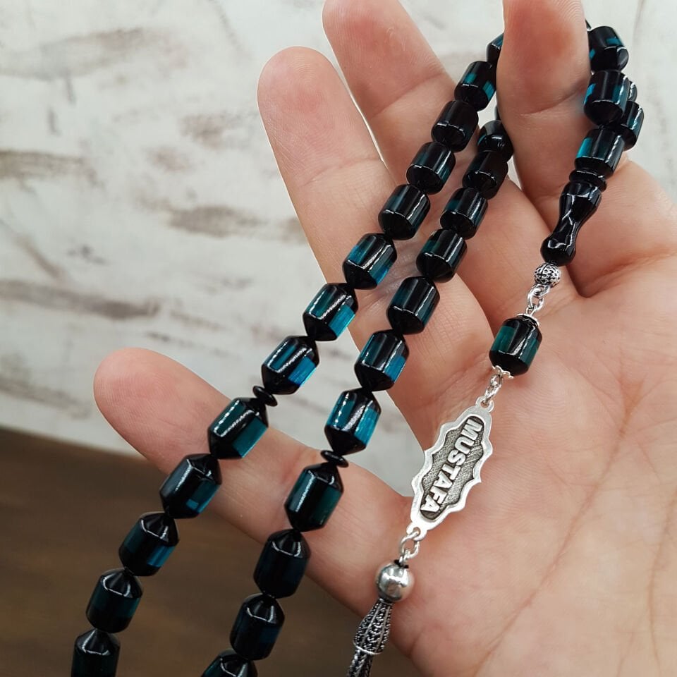 İsme Özel Mavi Kapsül Kesim Sürmeli Ateş Kehribar