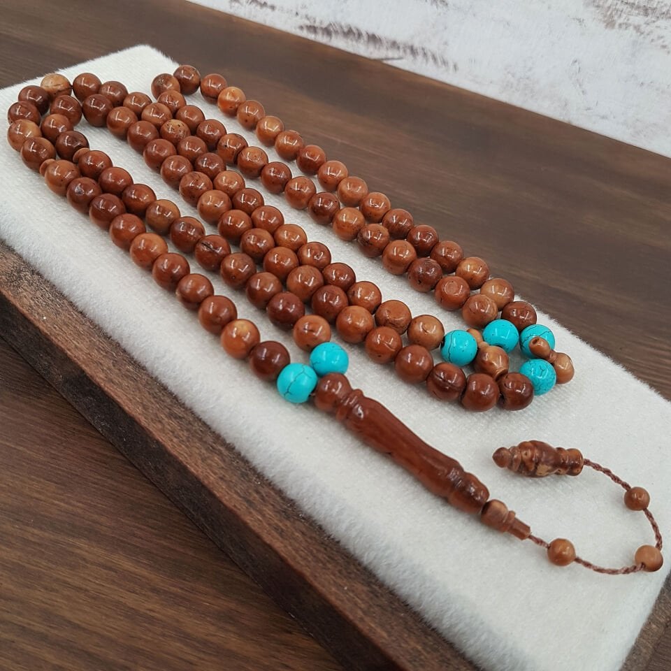 99 Habbe Firuze Taş Tasarım Kuka Namaz Tesbihi