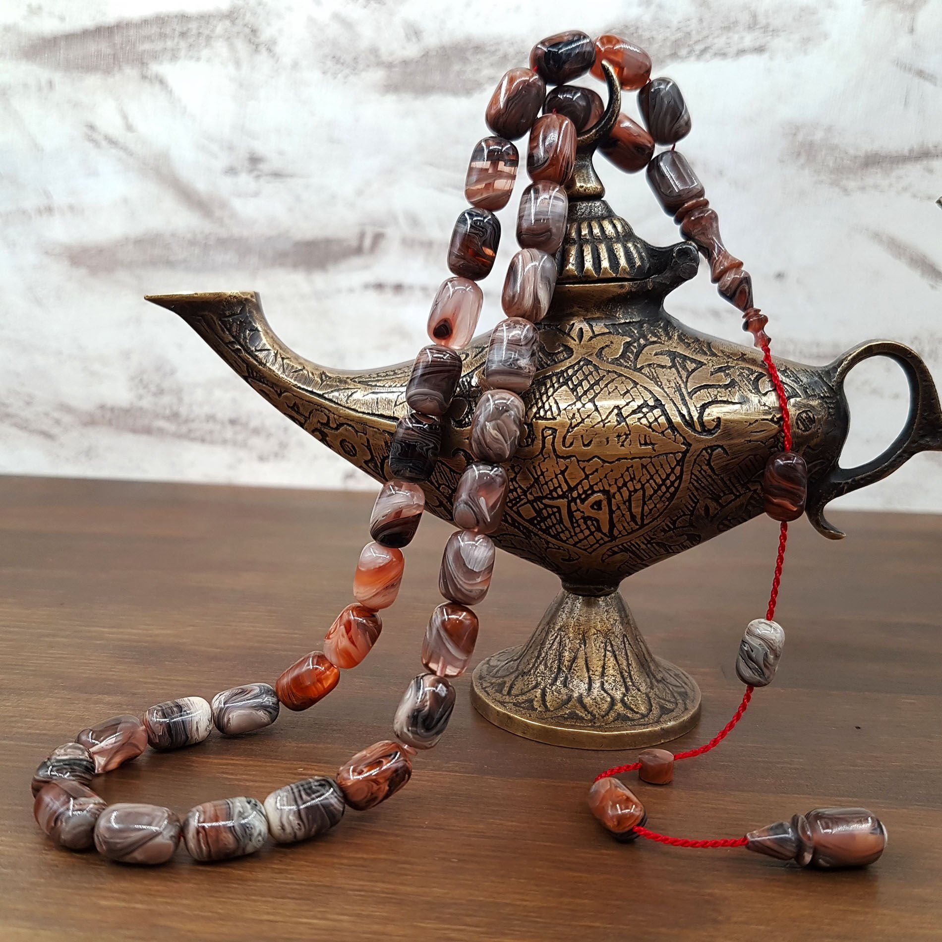 Usta İmzalı Özel Renk Gri Hareli Sıkma Kehribar