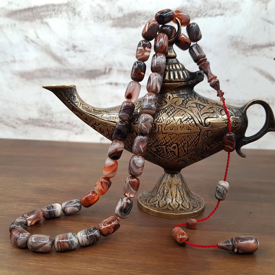 Usta İmzalı Özel Renk Gri Hareli Sıkma Kehribar