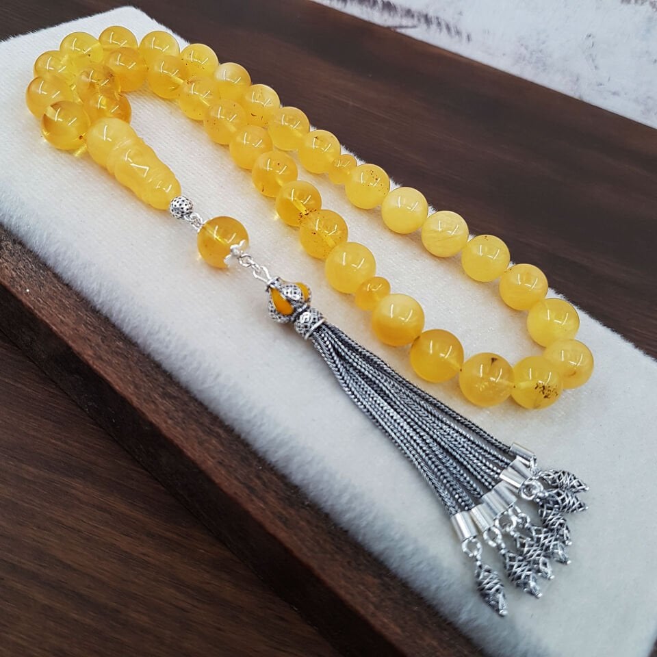 28 Gram Küre Kesim Damla Kehribar Tesbih