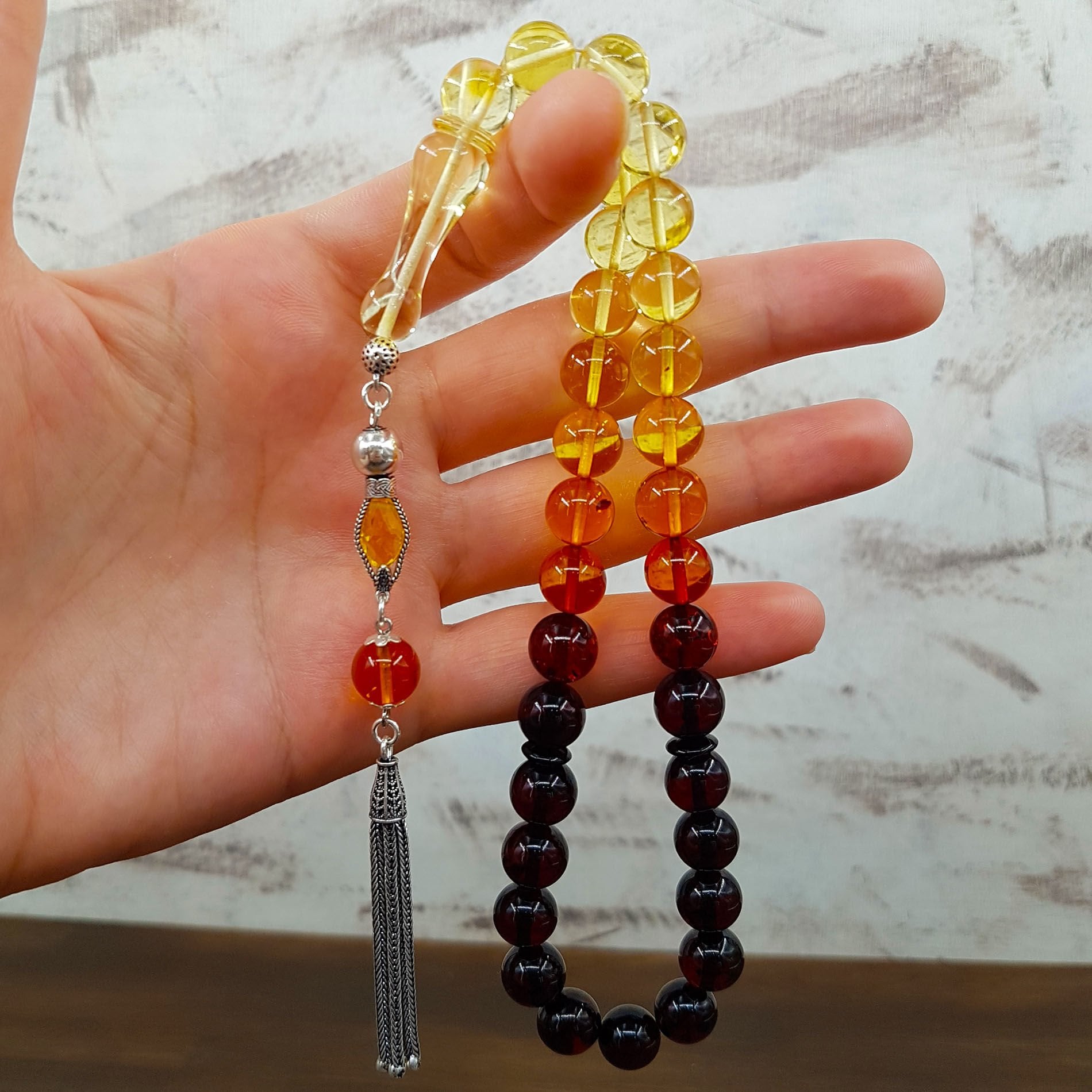 Küre Kesim Renk Süzmesi Damla Kehribar Tesbih