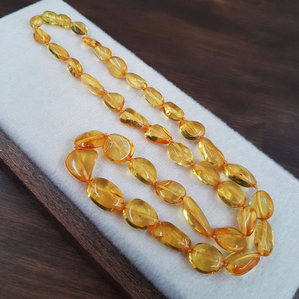 Orjinal Badem Kesim Damla Kehribar Kolye