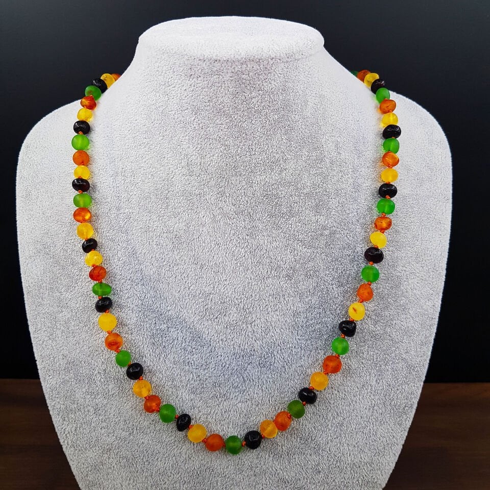 Renkli Karma Damla Kehribar Kolye