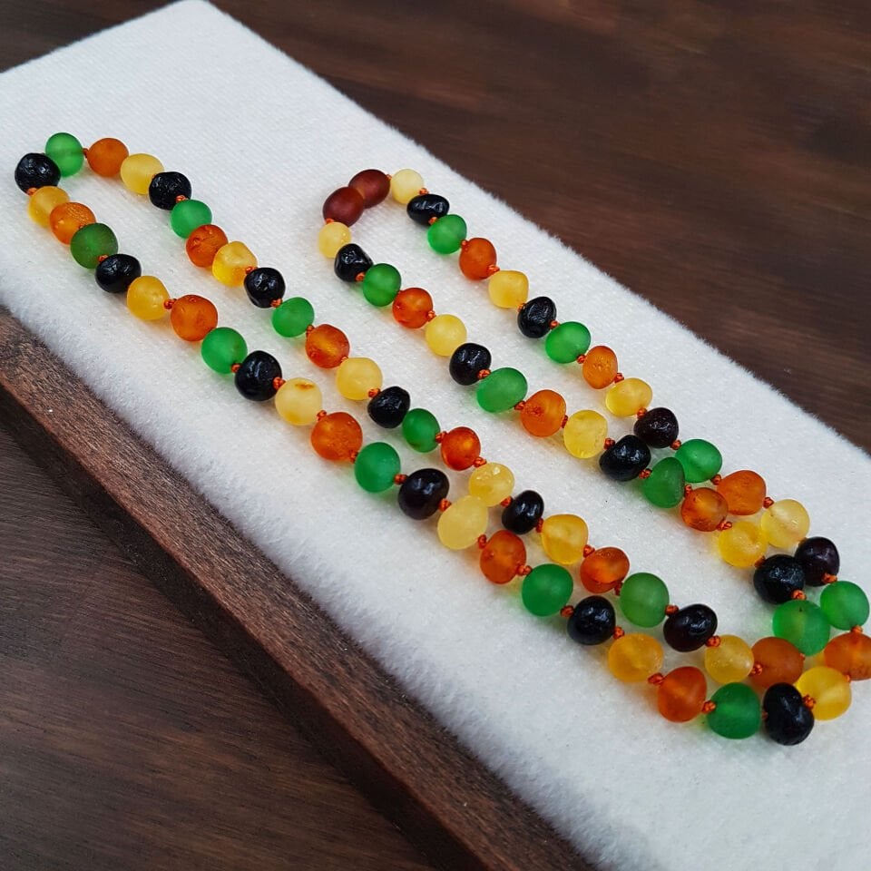 Renkli Karma Damla Kehribar Kolye