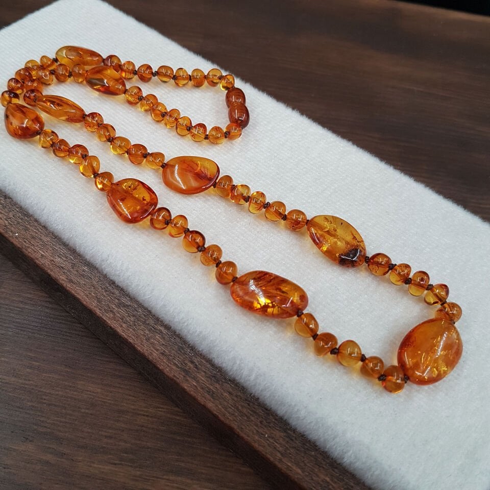 Bal Rengi Özel Tasarım Damla Kehribar kolye