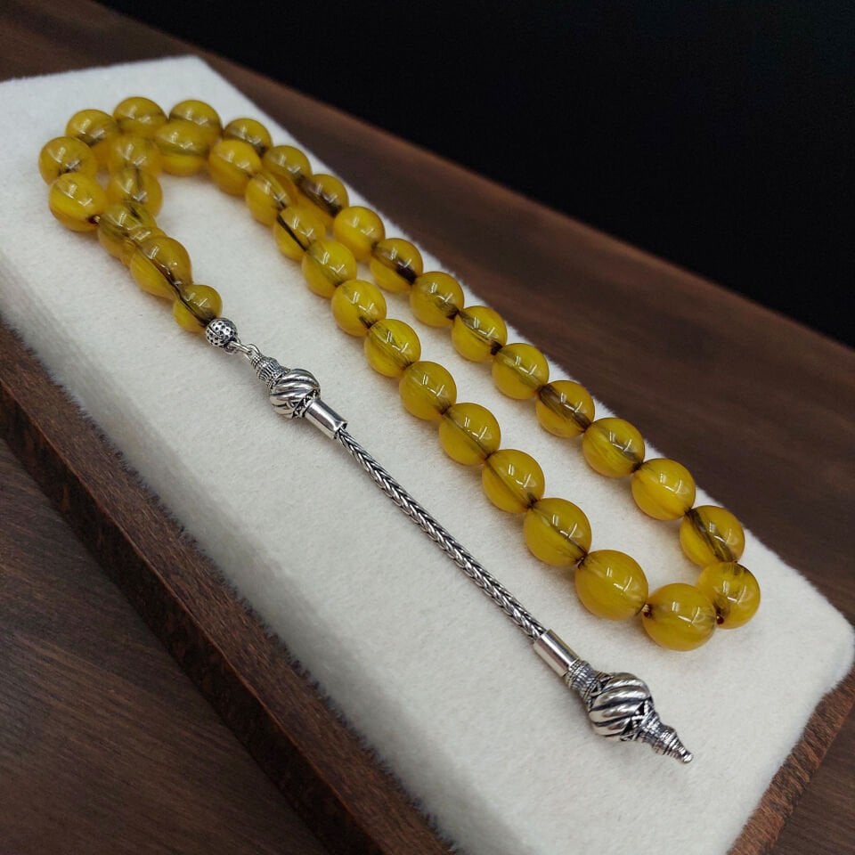 Gümüş Püskül Çubuk Yeşil Hamur Sıkma Kehribar