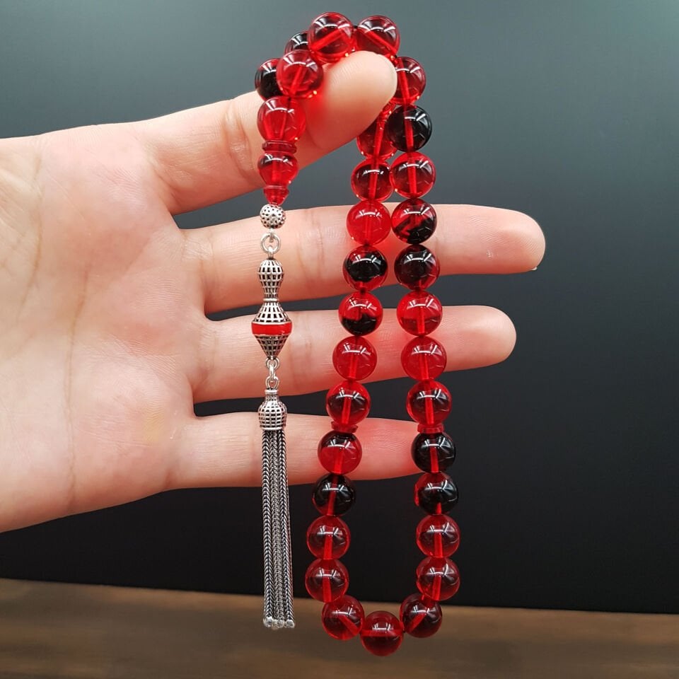 Bürokrat Boy Kırmızı Siyah Ateş Kehribar Tesbih