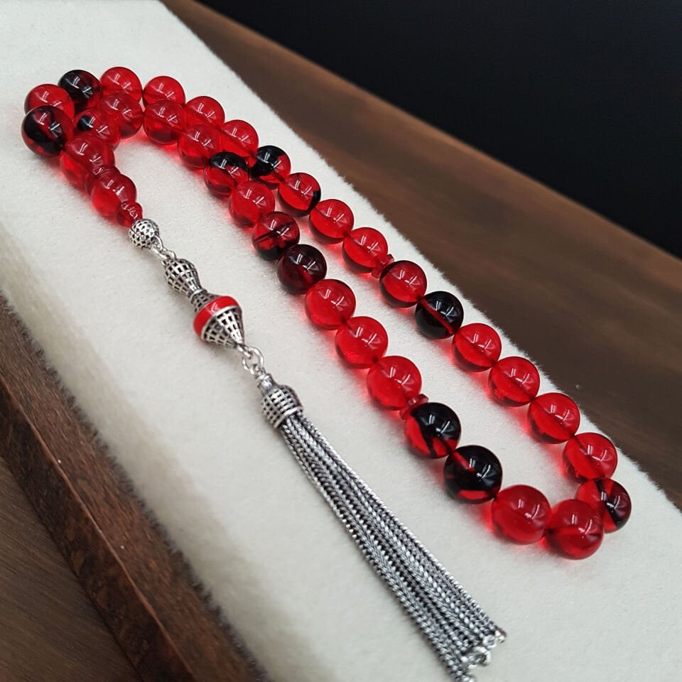 Bürokrat Boy Kırmızı Siyah Ateş Kehribar Tesbih