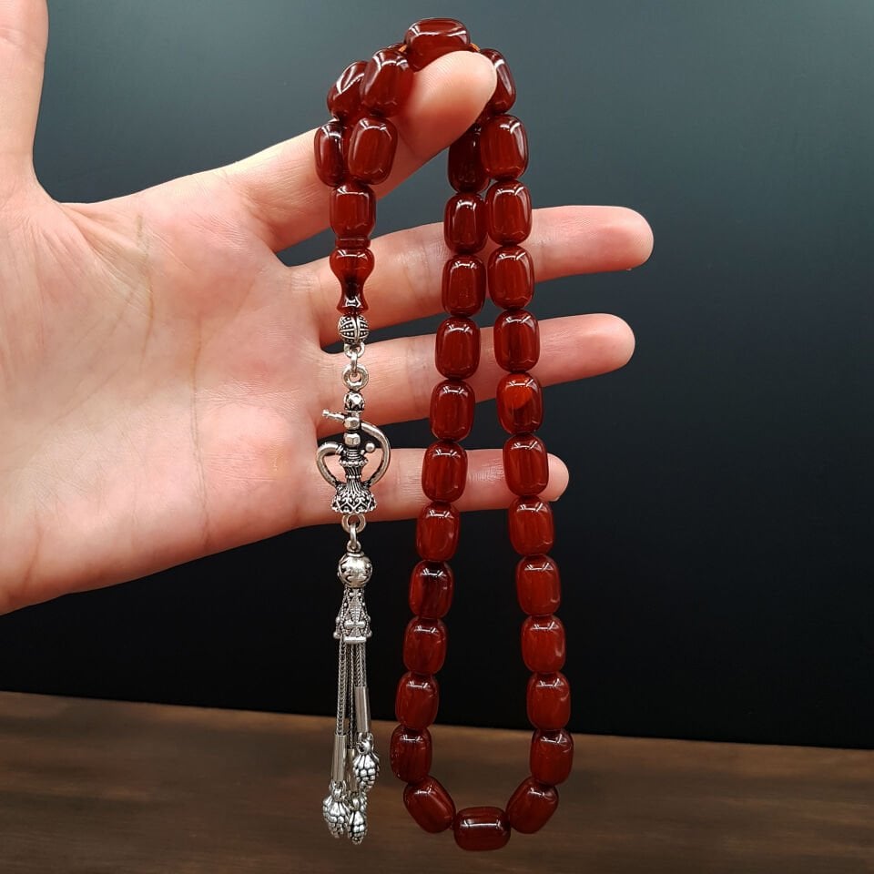 Büyük Boy Kahve Kapsül Sıkma Kehribar Tesbih