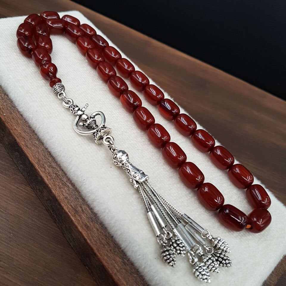 Büyük Boy Kahve Kapsül Sıkma Kehribar Tesbih