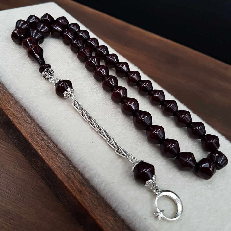 Sığırcık Kesim Sıkma Kehribar Tesbih