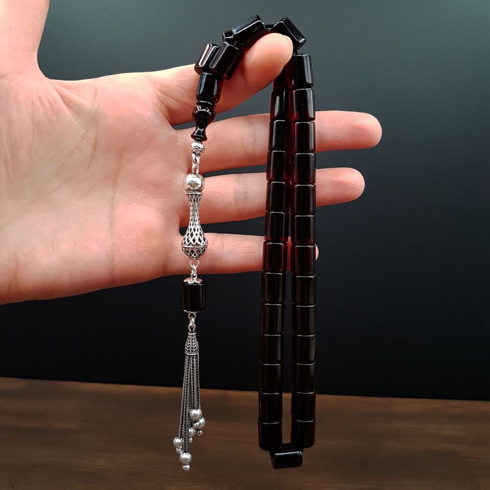 Gümüş Püskül Tombul Ovel Kesme Sıkma Kehribar