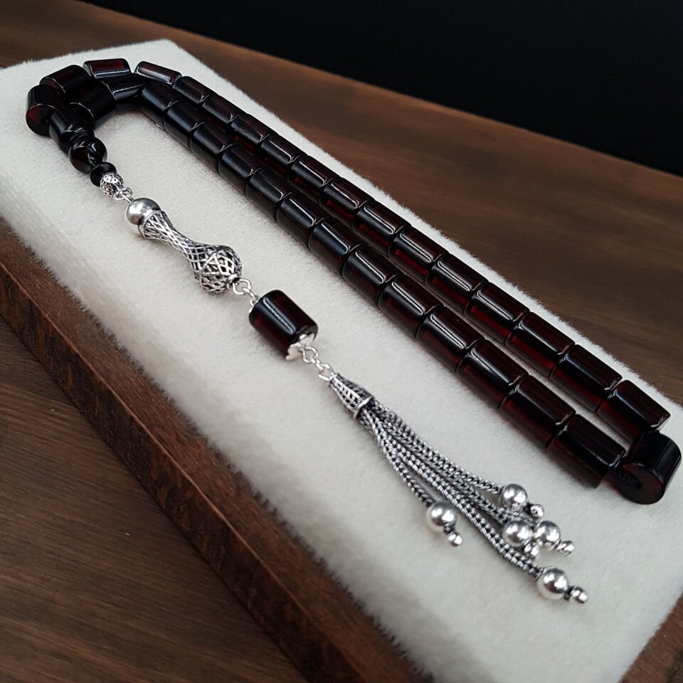 Gümüş Püskül Tombul Ovel Kesme Sıkma Kehribar