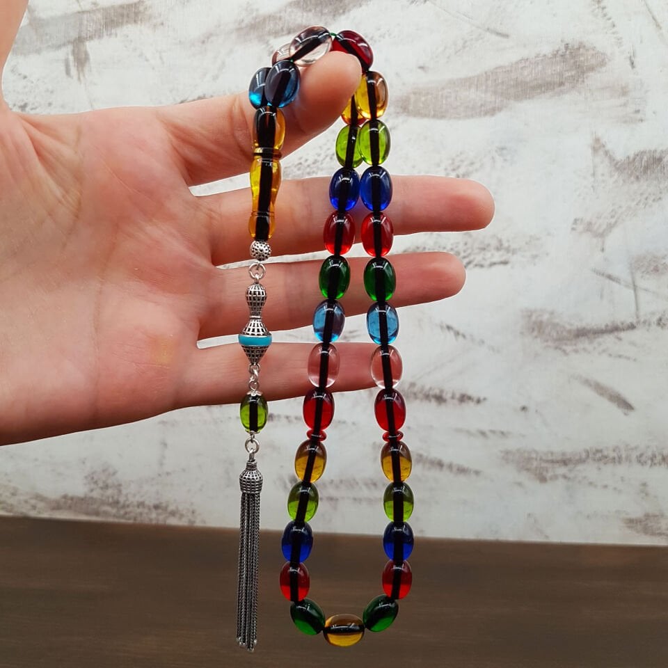 Gümüş Püskül Bonibon Ateş Kehribar Tesbih