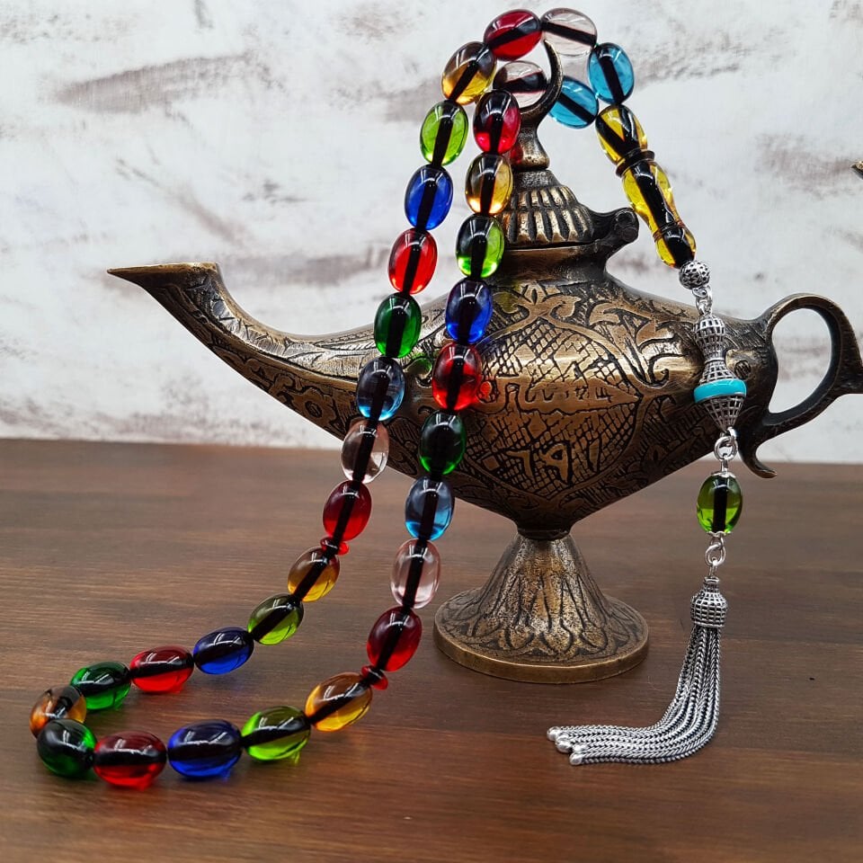 Gümüş Püskül Bonibon Ateş Kehribar Tesbih