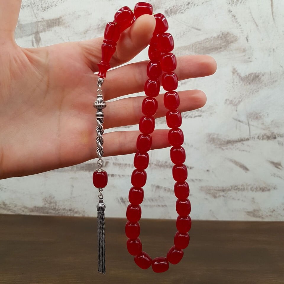 Gümüş Püskül Vişne Blok Zar Kehribar