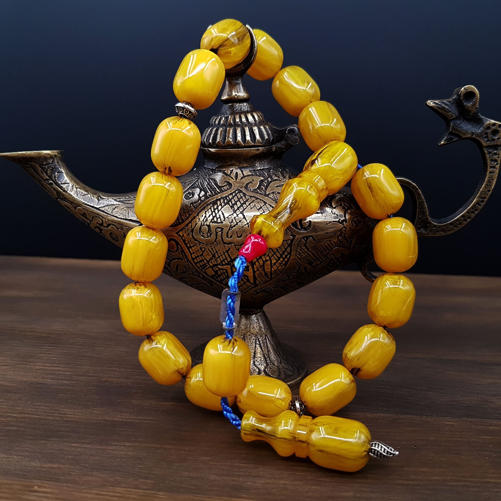 Sarı Kapsül Kesim Maskot Sıkma Kehribar Tesbih