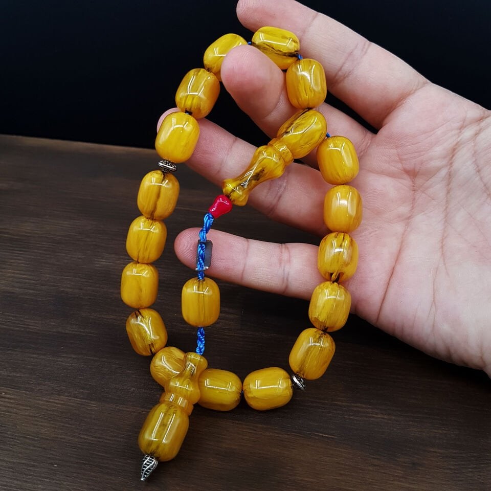 Sarı Kapsül Kesim Maskot Sıkma Kehribar Tesbih