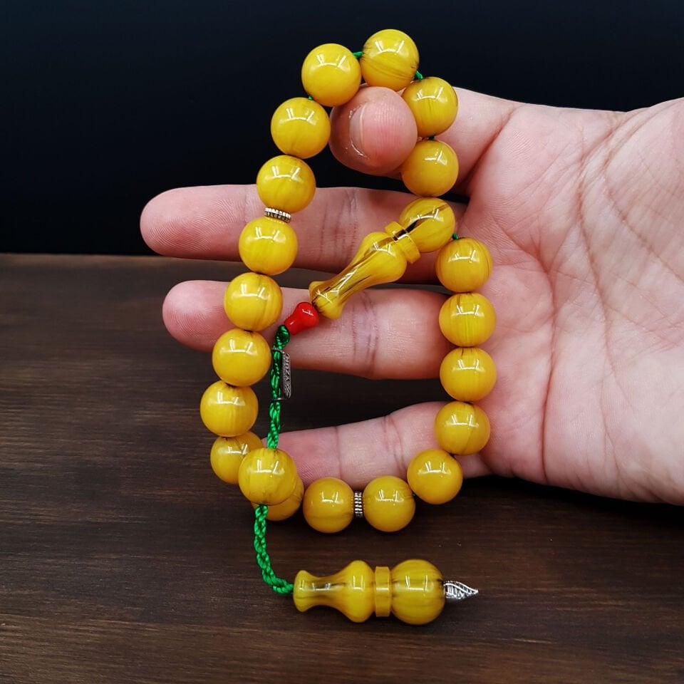 Sarı Küre Maskot Sıkma Kehribar Tesbih