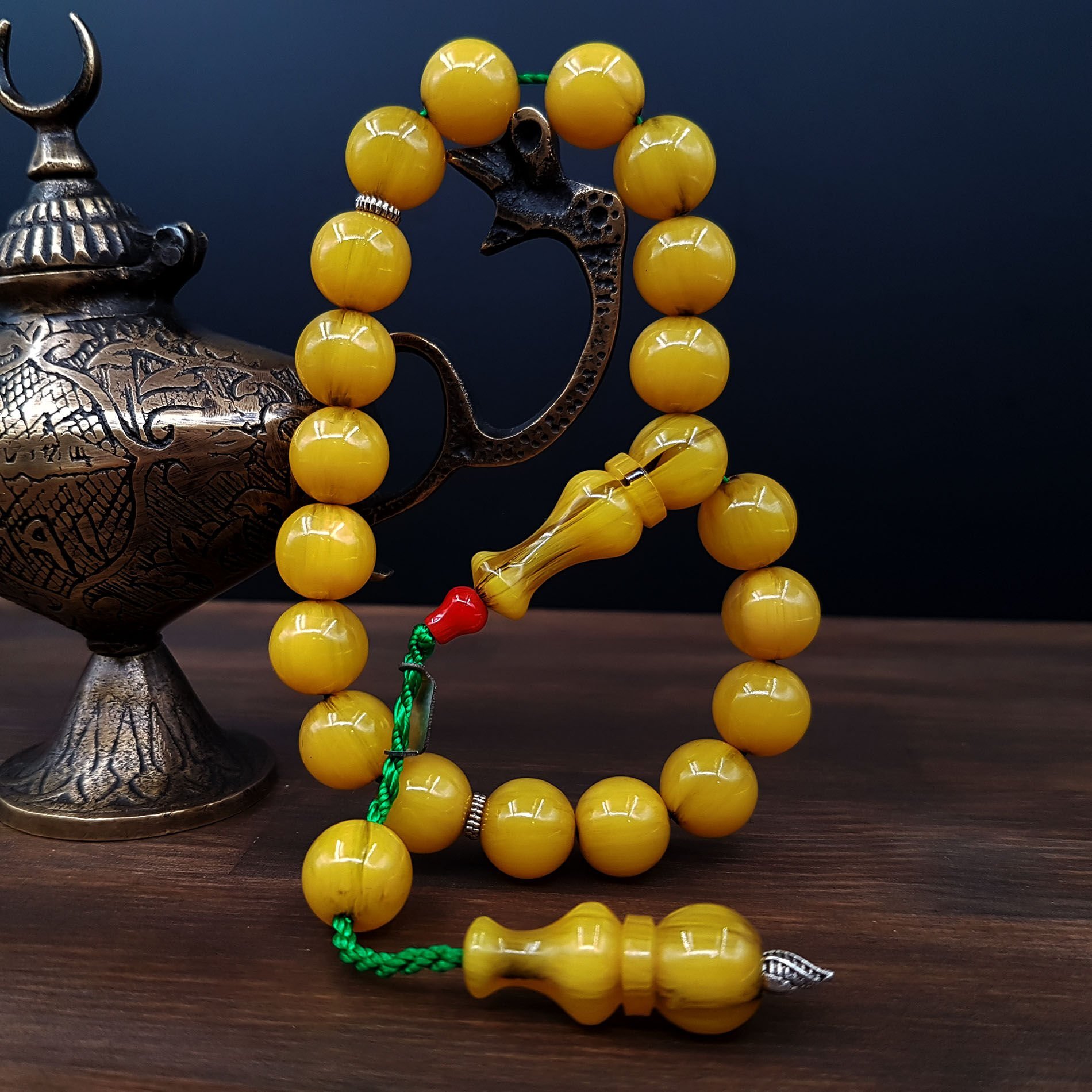 Sarı Küre Maskot Sıkma Kehribar Tesbih