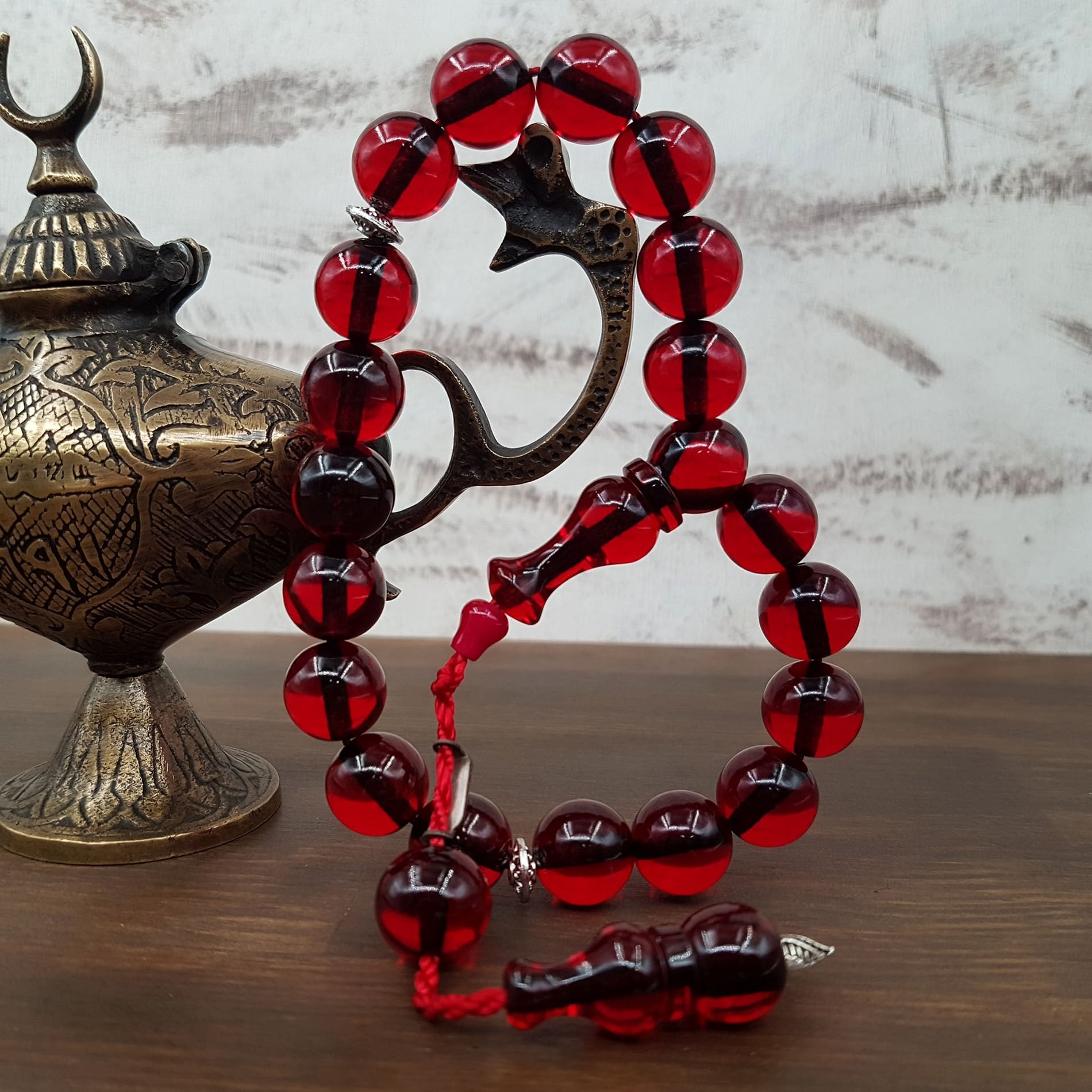 Kırmızı Küre Maskot Ateş Kehribar Tesbih