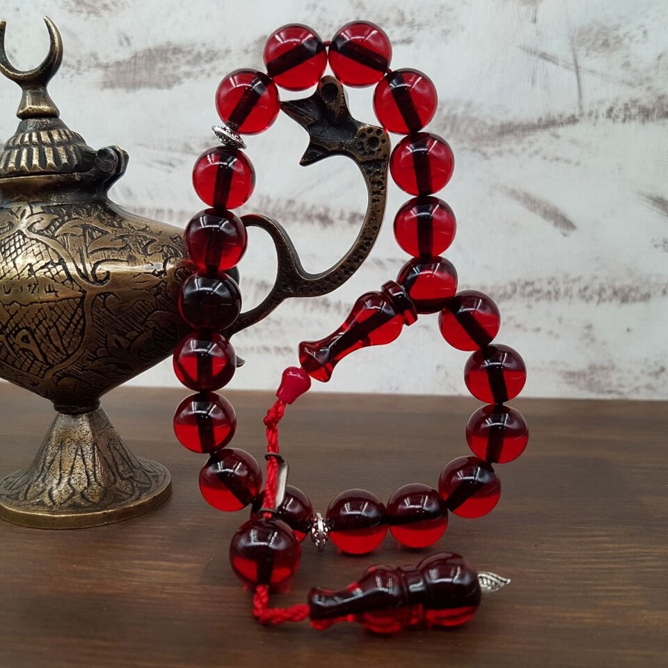 Kırmızı Küre Maskot Ateş Kehribar Tesbih
