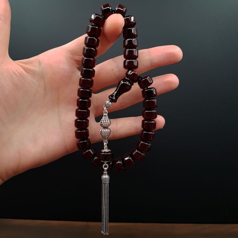 Teker Kesim Bilek Boy Sıkma Kehribar Tesbih