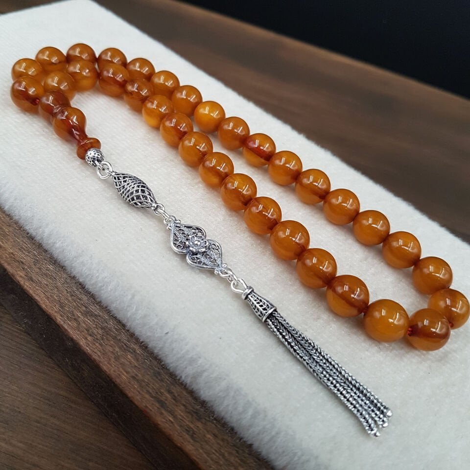 Bilek Boy Kayısı Küre Sıkma Kehribar Tesbih