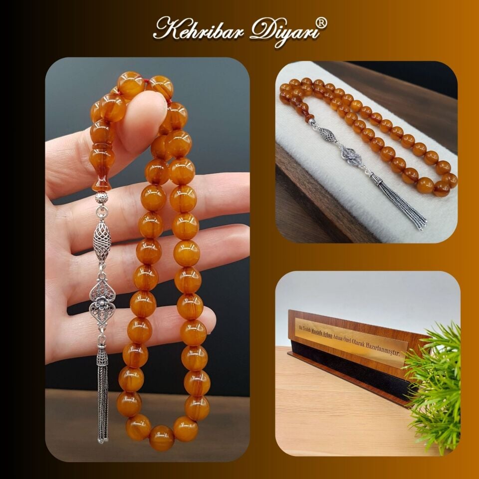 Bilek Boy Kayısı Küre Sıkma Kehribar Tesbih