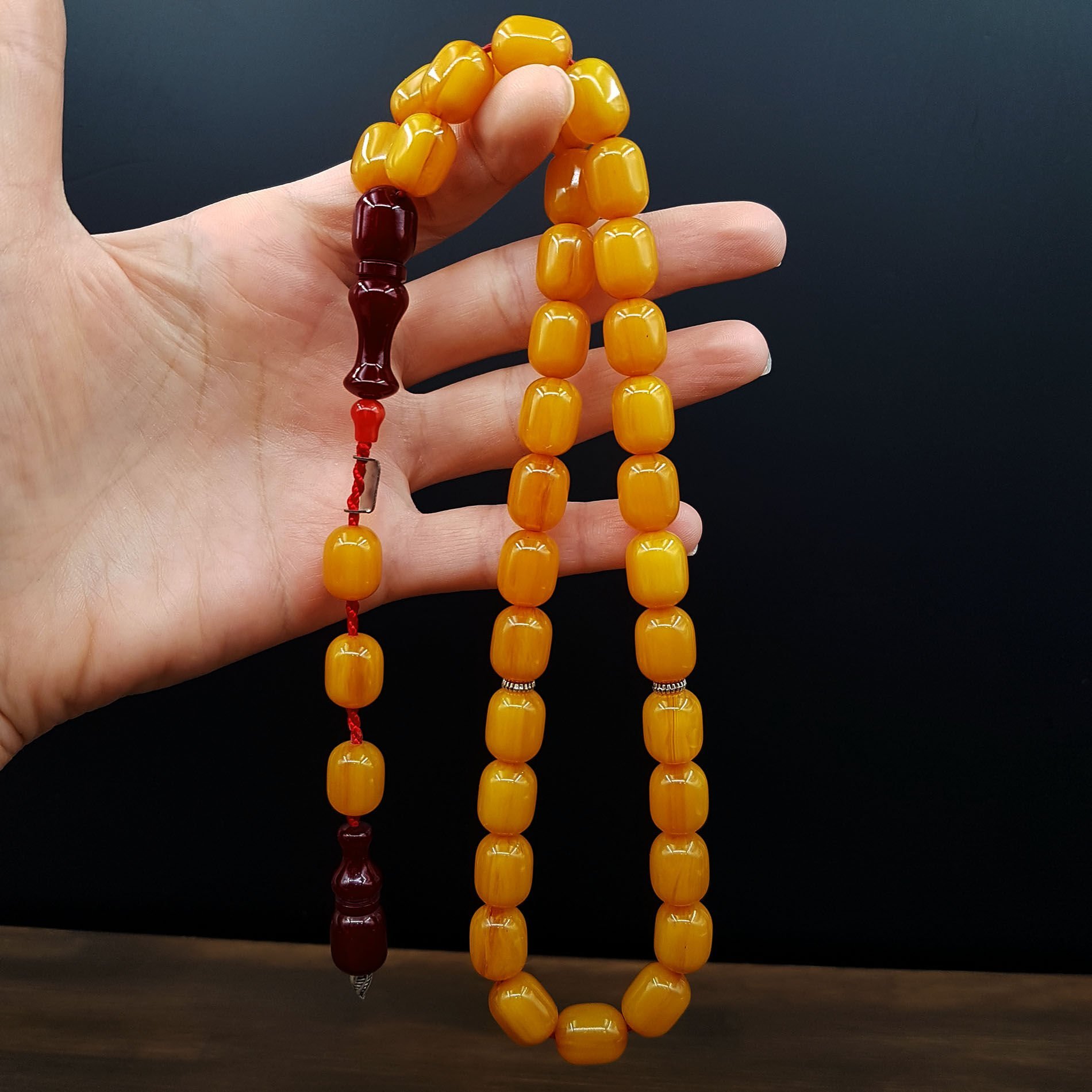 Büyük Boy Kapsül Kesim Sıkma Kehribar Tesbih