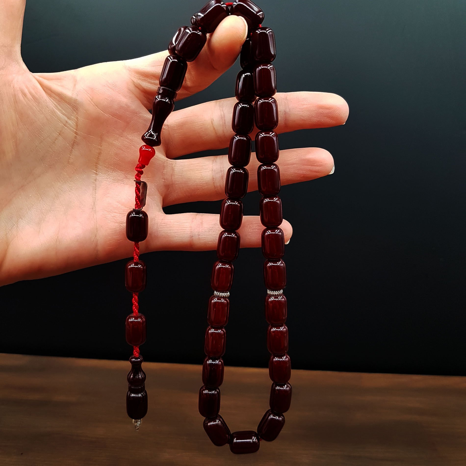 Büyük Boy Kapsül Kesim Kahve Sıkma Kehribar Tesbih