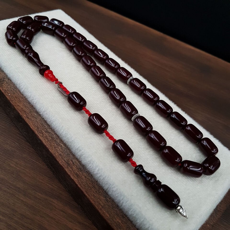 Büyük Boy Kapsül Kesim Kahve Sıkma Kehribar Tesbih