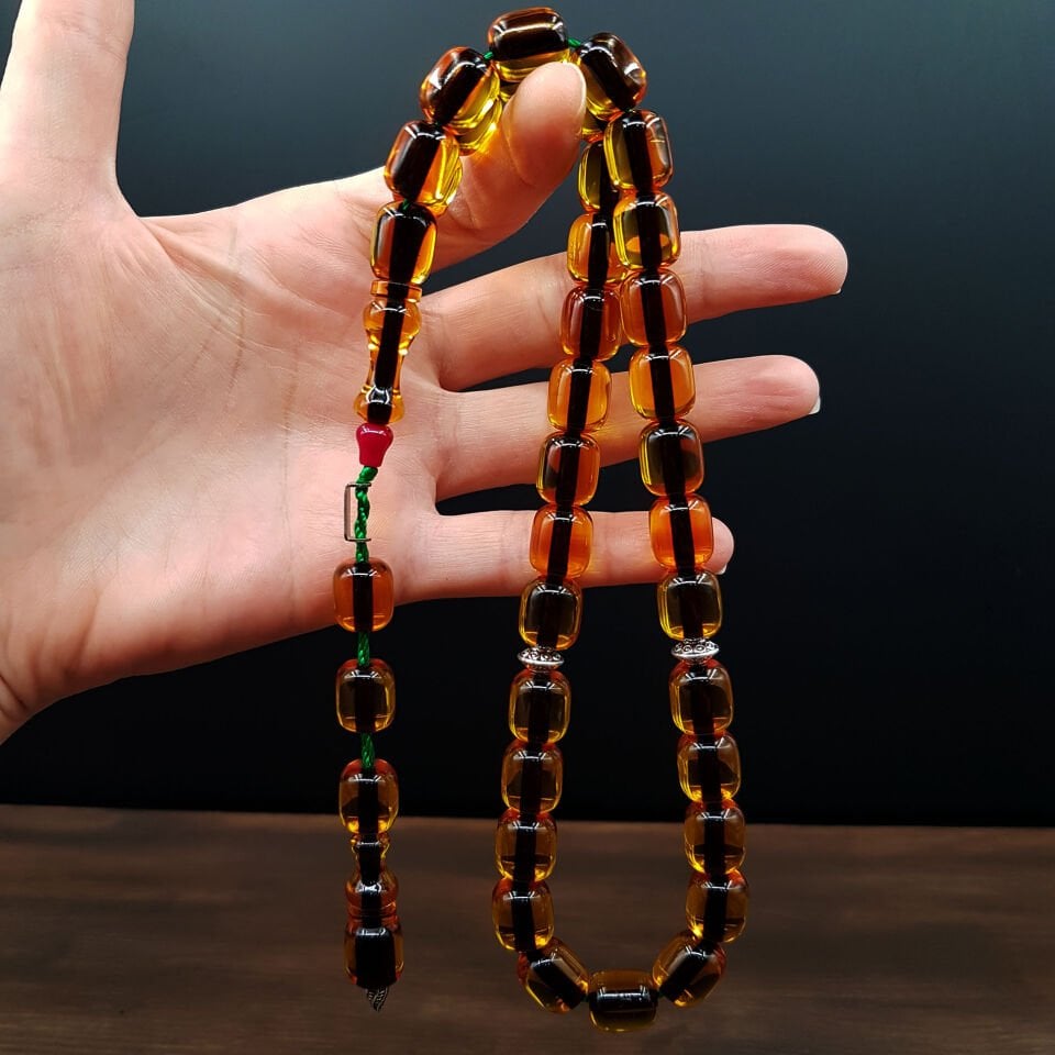 Büyük Boy Tombul Kapsül Ateş Kehribar Tesbih