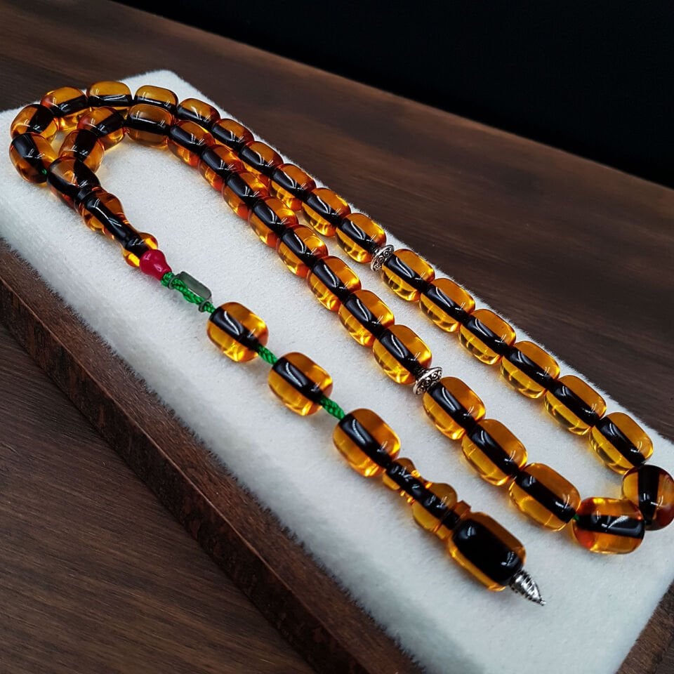 Büyük Boy Tombul Kapsül Ateş Kehribar Tesbih