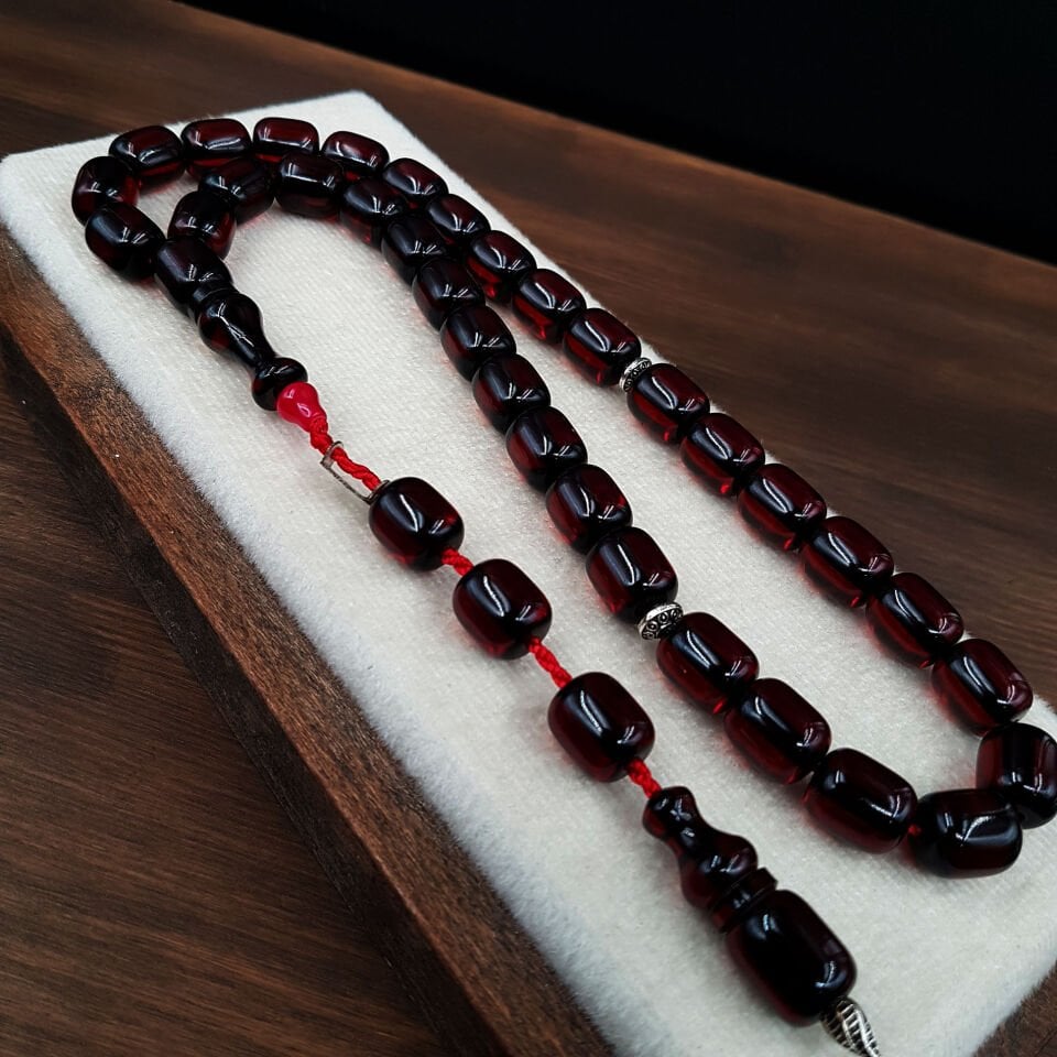 Büyük Boy Çay Rengi Tombul Kapsül Ateş Kehribar Tesbih