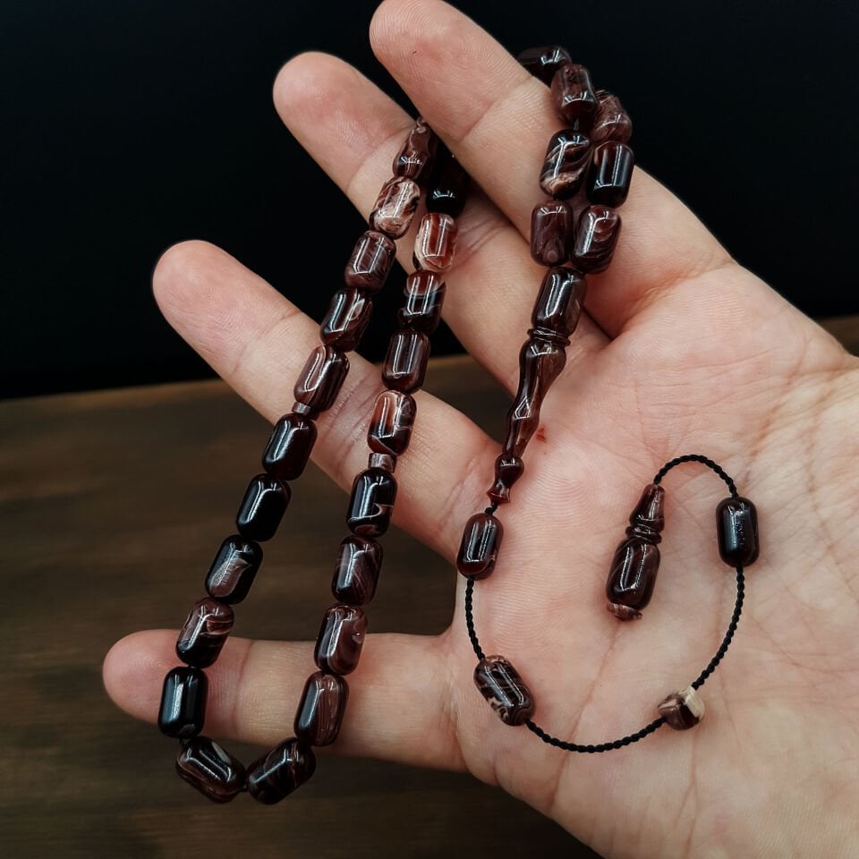 Kahve Hareli Kapsül Sıkma Kehribar Tesbih