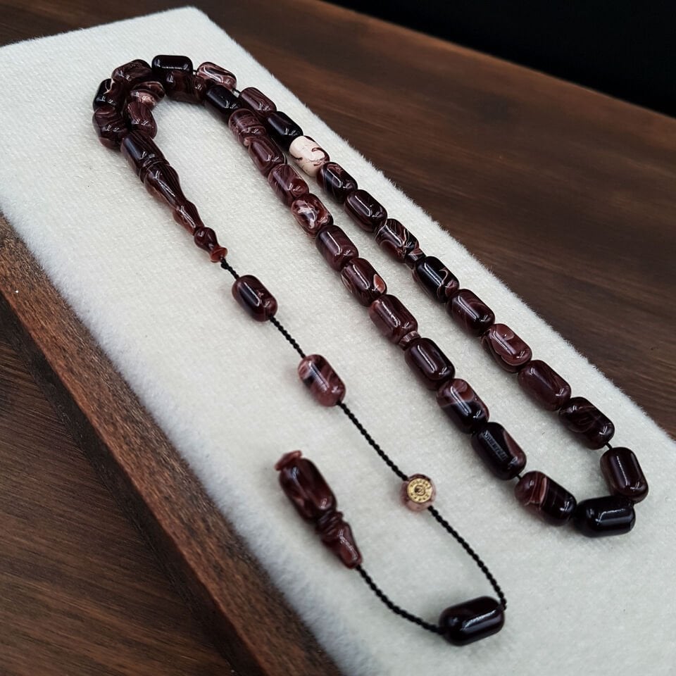 Kahve Hareli Kapsül Sıkma Kehribar Tesbih