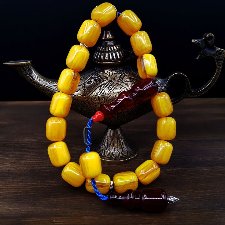 Kahve İmame Maskot Sıkma Kehribar Tesbih