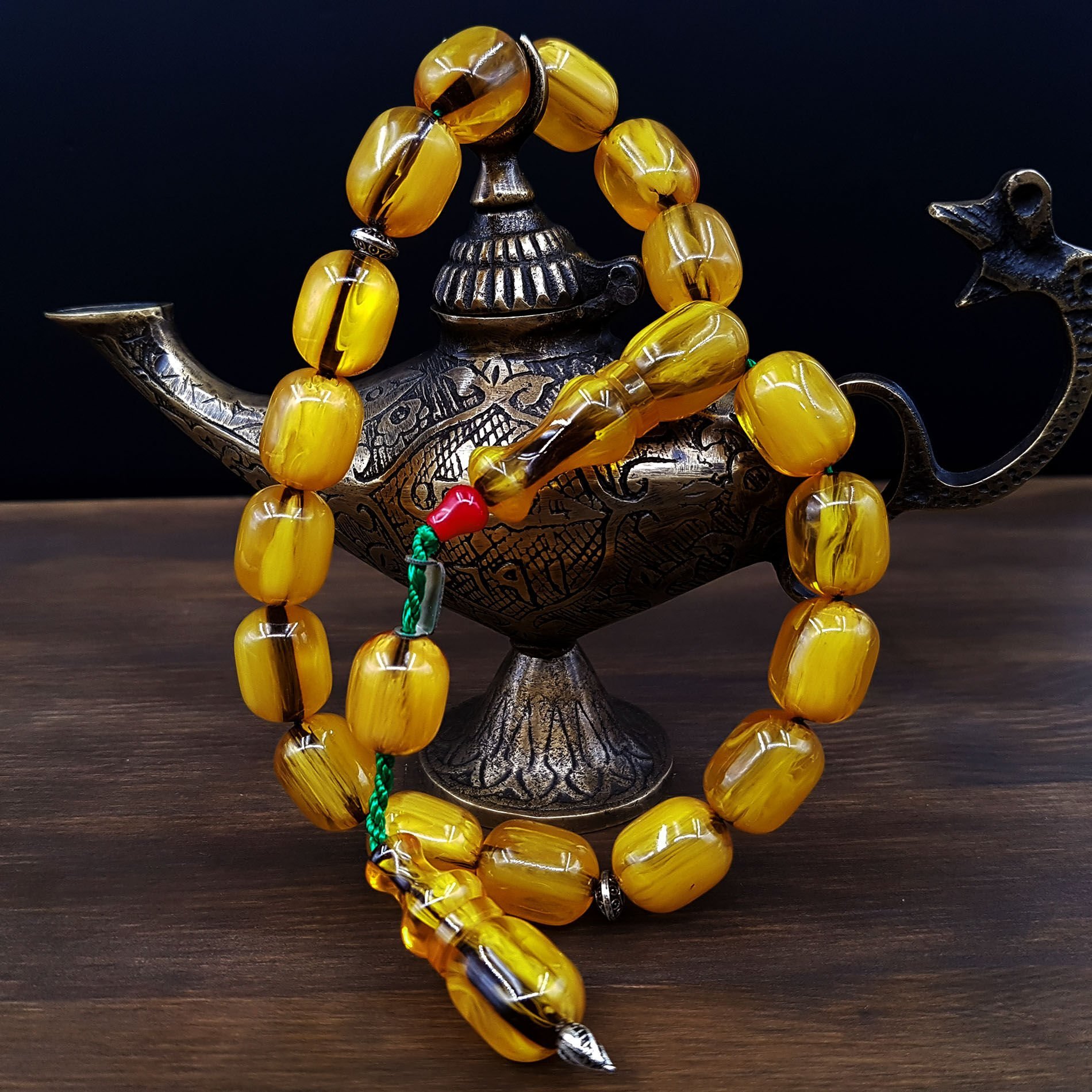 Hareli Kapsül Sarı Maskot Sıkma Kehribar Tesbih