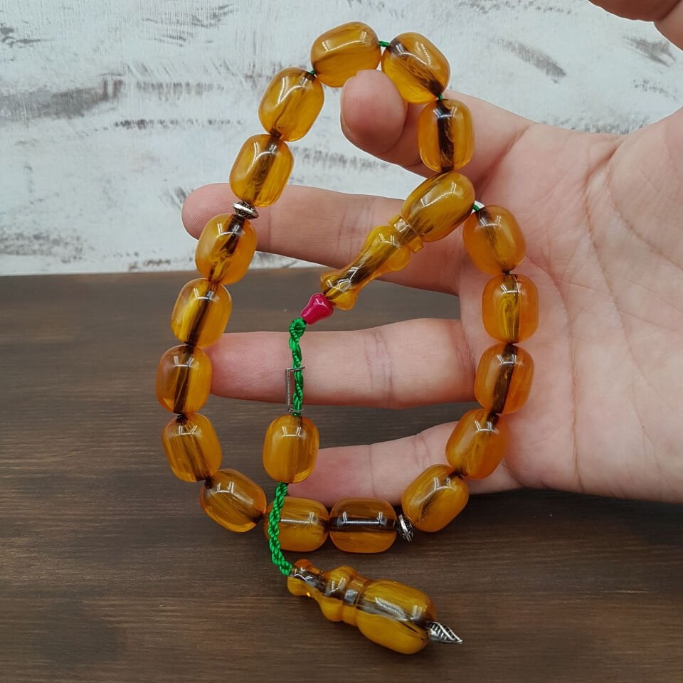 Hareli Kapsül Sarı Maskot Sıkma Kehribar Tesbih