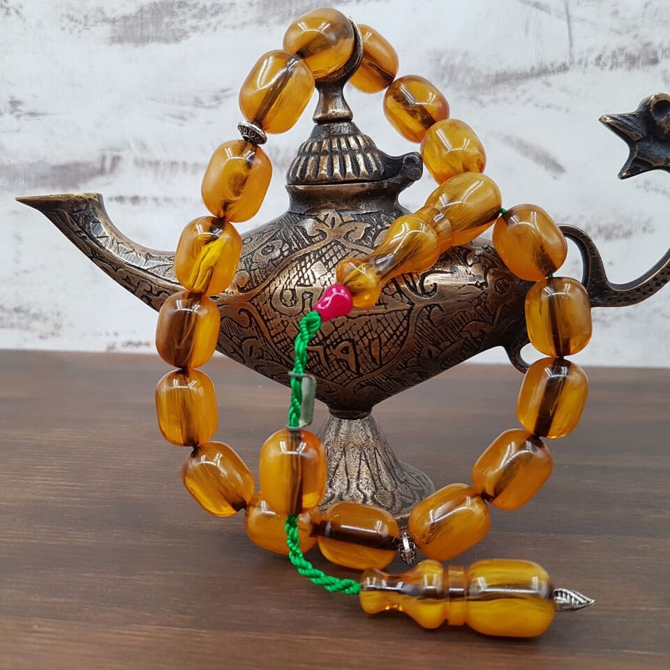 Hareli Kapsül Sarı Maskot Sıkma Kehribar Tesbih