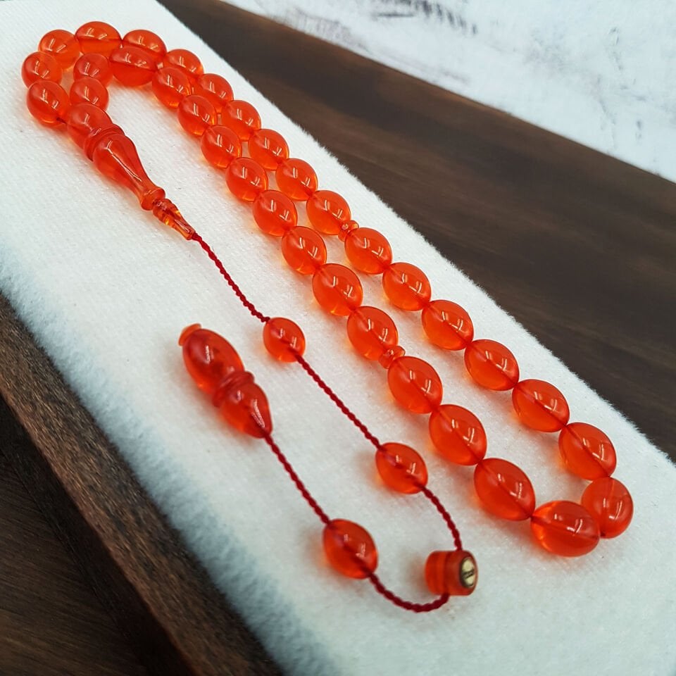 Yemen Zar Rengi Turuncu Ateş Kehribar Tesbih